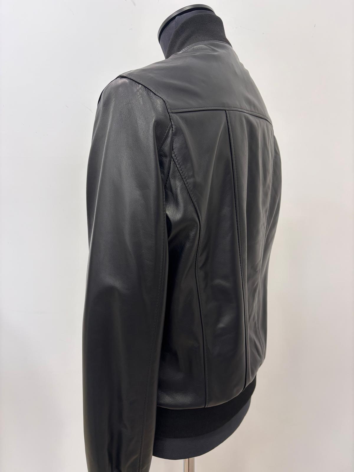 Bomber in Pelle Nera Modello Biker - Collo a Camicia - immagine 7