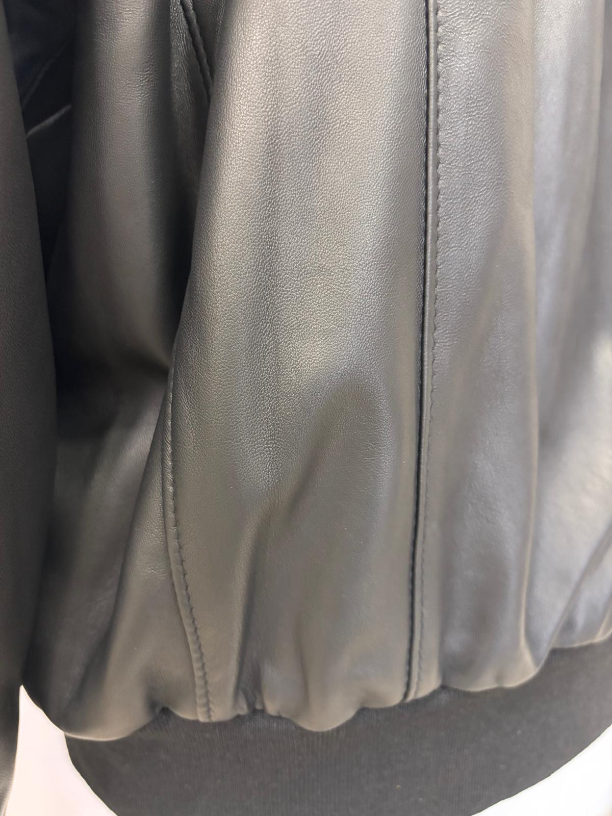 Bomber in Pelle Nera Modello Biker - Collo a Camicia - immagine 8