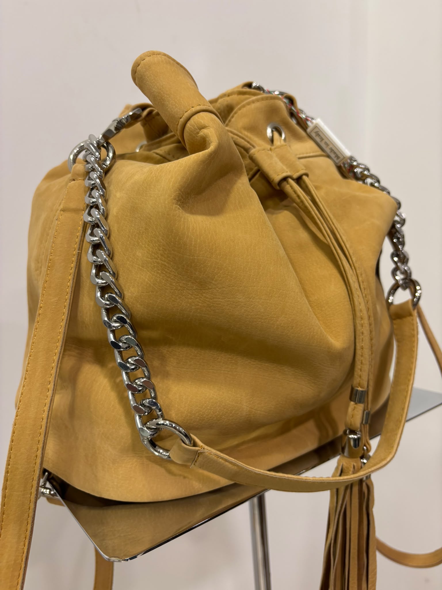 Borsa a Secchiello in Vera Pelle Camel / Cuoio - immagine 5