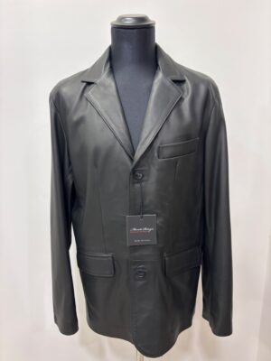 Giaccone Blazer da Uomo in Vera Pelle Nera